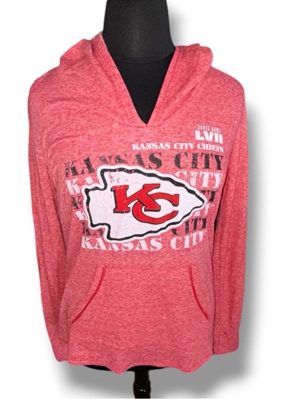 NWT MAJESTIC THREADS KC Chiefs Super Bowl LVII Retro Pullover - Women’s Red 2XL - Picture 3 of 11